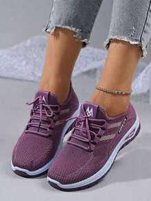 [Comfortable Slip-On Sneakers] Lightweight And Comfortable Women's Breathable Knitted Slip-On Sneakers, Low-Top Casual Shoes For All Seasons, Available In A Variety Of Sizes - 紫羅蘭色 - 查看 5