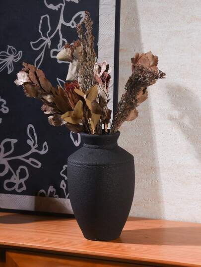 1个复古陶瓷花瓶，可用于插干花/鲜花，乡村风格家居装饰配件