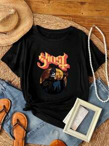 Women T-Shirt Print Rare Ghost Band T Shirt 2XL Pre Imperatour Tour USA 2022 Long Or Short Sleeves - 黑色 - 查看 1