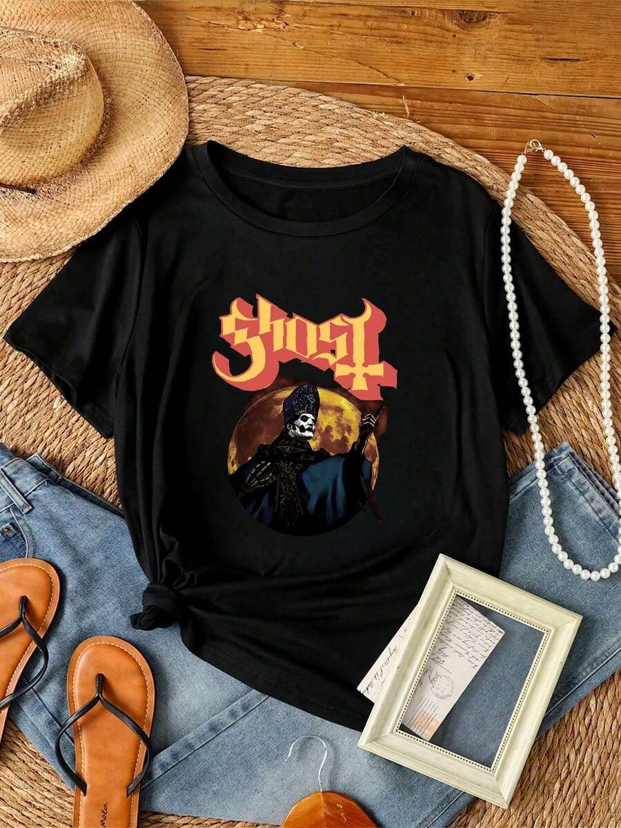 Women T-Shirt Print Rare Ghost Band T Shirt 2XL Pre Imperatour Tour USA 2022 Long Or Short Sleeves - 黑色 - 查看 1