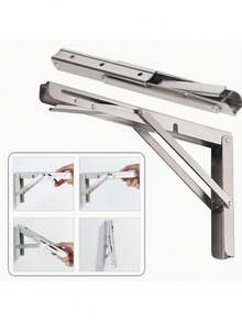 1pc 304 Stainless Steel Thickened Folding Hardware Bracket, Wall-Mounted Load-Bearing Shelf Rack - A - View 5