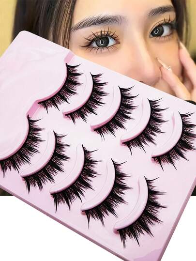 5 Pairs Of Reusable False Eyelashes: Thick, Natural, Slender And Blooming, Easy To Wear, Significantly Enlarging The Eyes