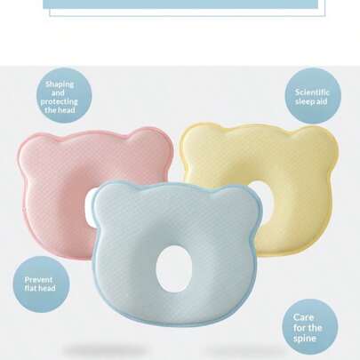 Cute Cartoon Bear Head Neck Support Cushion, Soft Breathable Memory Foam Headrest Pillow, Suitable For Car And Auto Seat, Portable Non-Allergic Travel Bedding Set (Pillow Not Included)