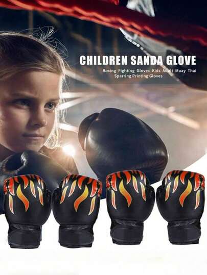Găng tay đấm bốc trẻ em từ 3-11 tuổi, găng tay tập luyện kiểu ngọn lửa, găng tay kickboxing cho bé trai, bé gái, thiếu niên, trẻ nhỏ.