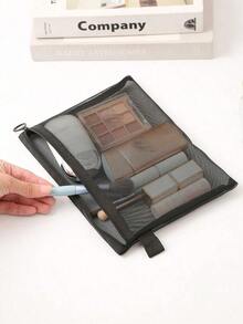 1PC Makeup Storage Bag, Transparent Mesh Cosmetic Storage Bag,Portable, For Travel Storage,Office & School Supplies,Back To School Christmas For Holiday Gift Giving,Boho Vibes - màu đen - Xem 7