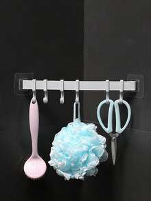 1 pieza Estante colgante de cocina, barra de soporte montada en la pared sin taladro, ganchos adhesivos fuertes para toallas de baño, sin clavos - B - Ver 6