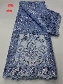 2026款奢华法式刺绣网纱亮片蕾丝面料，紫色婚礼派对礼服，尼日利亚蕾丝面料缝纫材料，1码/5码，绿色 - A - 查看 21