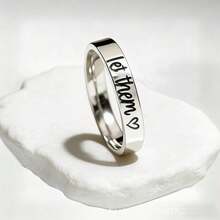 1pc Stainless Steel Minimalist "Let Them Love Me" Letter Ring, Versatile Daily Ring Suitable For Men And Women, Ideal Gift For Loved Ones, All Seasons - Silver - View 12