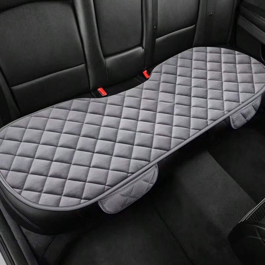 1 pieza Nuevo cojín de asiento de coche con patrón de rombos, rectangular largo trasero, material esponjoso, cómodo y cálido, fácil instalación, adecuado para todas las estaciones y varios modelos de automóviles - Almohadilla larga con cuadrícula romboidal - Ver 1