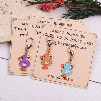 3/6/9pcs Encouragement Duck Keychain Set, Inspirational Pocket Hug Gifts. Includes Cute Heart Print Duck Keychains And Positive Encouragement Message Cards. Great Graduation, Back To School, Teacher's Day Gifts For Family, Friends, Students And Teachers. Friendship Gifts, School Team Encouragement Rewards, Birthday Party Decorations.