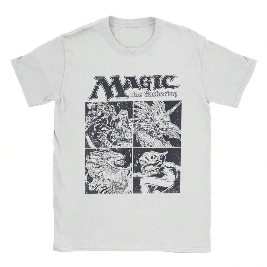 2026 Hipster Games Gathering MTG T Shirt For Men Round Neck Pure T Shirts Short Sleeve Tee Shirt Plus Size Clothing (4) - 白色 - 查看 1