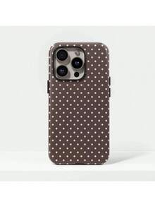 Pink & Brown Polka Dot Phone Case, Cute Aesthetic Y2K Style, Compatible With 17/16/15/14/13/12/11 Pro Max - Multicolor - View 5