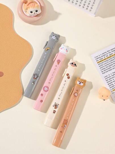 1pc Random Color/4pcs Mixed Color Expandable Erasers, Pom Pom Town Series Cat & Dog Shaped, PVC Erasers, Colorful Acrylic Pencil Erasers, No Stains No Crumbs, For Office & Student Use, Back To School Season, Party Favors, Stationery Prizes, Creative Supplies & Rewards, Holiday Gifts, Art & Drawing Supplies