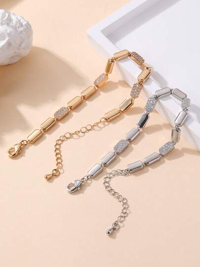 1pc Fashionable Minimalist Cubic Zirconia Women's Bracelet, Gold-Plated Or Silver-Plated, Adjustable Size, Suitable For Daily Wear, Ideal Gift For Girlfriend, Ramadan Dishes, Ramadan Distribution, Eid Al-Fitr Gift, Eid Al-Fitr Giveaway