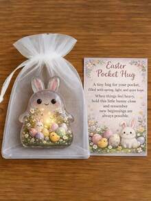 2D Flat Easter Pocket Hug Cute Mini Acrylic Bunny With Inspiring Message, Perfect As An Easter Gift For Anyone - Rabbit Figurine - View 7