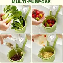 Hanging Food Waste Catcher For Sink, Sink Strainer Basket With Press Dumping, Self-Cleaning Design, Food Strainer For Sink, Faucet-Mounted Trash Catcher For Kitchen - View 2