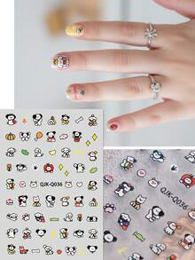4 miếng dán móng tay hình thú cưng dễ thương - Gấu trúc, Thỏ, Trái cây, Hình trái tim - Thích hợp cho mùa xuân, Ngày lễ tình nhân, hẹn hò, tiệc tùng dễ thương, tự trang trí móng tay, quà tặng ngày lễ, DIY, phong cách Y2K - Nhiều màu - Xem 3