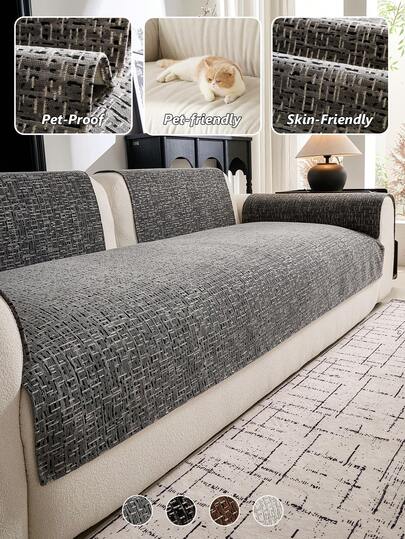 1PC Chenille Skin-Friendly Pet-Proof Sofa Cushion, All-Season Non-Slip Mat, Suitable For Living Room, Bedroom, Study, Office And Other Home Spaces, High-End Sofa Cover Protector Cushion