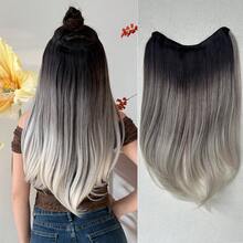 22-Inch V-Shaped Clip-In Ombre Hair Extensions, Black-Brown, Black-Brown, Wine Red, Brown, Heat-Resistant Synthetic Fiber Wigs Suitable For Women's Christmas, Halloween Parties And Daily Use - Two-Tone - View 25