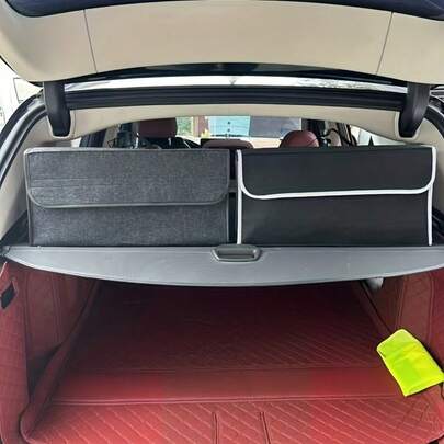 Foldable Felt Fabric Car Trunk Storage Box, Collapsible Organizer Bag For Tools And Travel Accessories, Noiseless, Storage Box, Trunk Mat, Essential For Road Trips, Suitable For SUV/Truck/, Organizer Bag, Tool Container, Camping And Road Trip Essentials