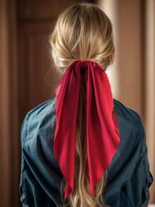 Women's Satin Hair Accessories - Triangle Scarf, Long Ribbon Hair Ties, And Silk Square Scarf Suitable For Ponytail, Bow Hair Tie, Solid Color Oil Painting Style Hair Elastics Hair Rubber Bands Scrunchies Hair Rope,Summer,Holiday,Travel - Burgundy - View 10