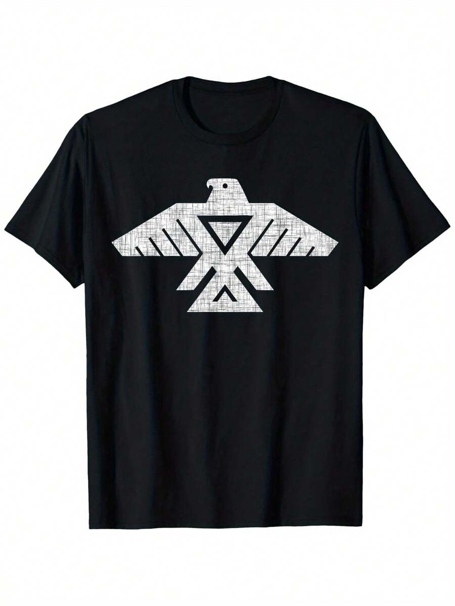 Camiseta gráfica Anishinaabe 100% algodón para hombre, negra con estampado  blanco, talla XXXL, informal, cuello redondo, manga corta, para uso diario, algodón 180 g/m², camisetas para hombre y mujer para ocasiones especiales, ideales como regalo, tallas S-XXXL, color negro. - Negro - Ver 1