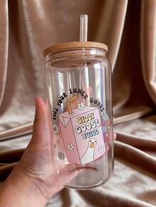 Ly uống nước ép lạnh có ống hút, Ly thủy tinh có ống hút kiểu nữ tính, Ly cà phê & trà xanh có ống hút, Ly đồ uống lạnh có ống hút, Ly trà sữa & nước ép có ống hút, Món quà tuyệt vời nhất dành cho các cô gái! - Nhiều màu - Xem 4