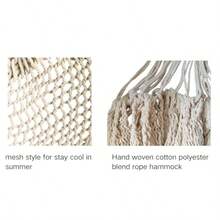Hamaca de cuerda de algodón tejida a mano hamacas mayas dobles para interiores y exteriores patio jardín capacidad máxima de 500 libras - blanco y beige - Ver 4