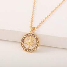 Octagram Compass Rhinestone Necklace, Unique Design Directional Necklace, Couple/Friendship Gift, Meaning Guiding Direction And Protecting Love, Elegant Luxury Daily Accessory - Multicolor - View 11