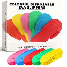 24 双一次性泡沫修脚拖鞋 - 无香味通用人字拖，适用于足部护理、美甲沙龙、水疗中心、淋浴间和海滩。 - 彩色 - 查看 1
