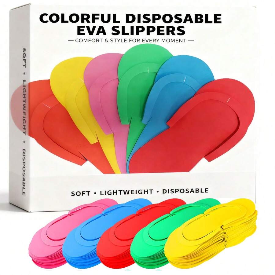 24 双一次性泡沫修脚拖鞋 - 无香味通用人字拖，适用于足部护理、美甲沙龙、水疗中心、淋浴间和海滩。 - 彩色 - 查看 1