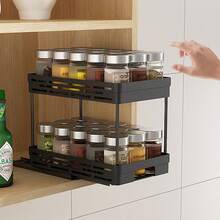 1pc/2pcs 2 Tier Multifunctional Plastic Storage Rack, Large Capacity Double Layer Cabinet Storage Organizer, Drawer Type Storage Shelves For Seasoning Bottle & Spice Jar, Pull Out Under Sink Organizer, Suitable For Cabinet, Kitchen - Multicolor - View 11