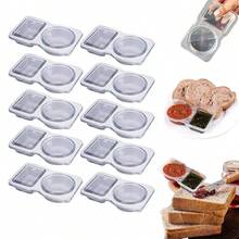 20pcs Portable Dual Compartment Condiment Containers - Reusable Plastic Sauce And Dip Cups For Travel, Snacks And Meal Prep (Transparent), Dual Compartment Containers Suitable For Dipping Bowls - Clear - View 6