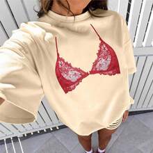 Nuevo top popular, bralette con un diseño divertido y juguetón, holgado y casual, top de moda de verano, camiseta, popular en y - Blanco - Ver 4
