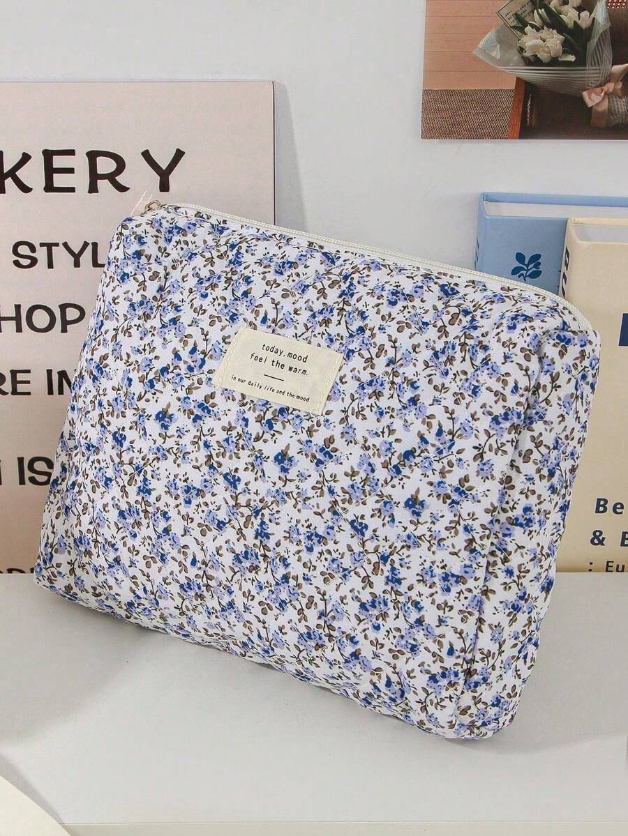 1 pieza Bolsa organizadora de cosméticos multifuncional con estampado floral, con cierre de cremallera, portátil, para guardar brochas de maquillaje, adecuado para lápices labiales, brochas, cuidado de la piel, teléfono, monedas, artículos pequeños, para uso en el hogar, viajes, vacaciones, escuela, regalo para damas de honor, regalo del Día de la Madre, regalo de cumpleaños, regalo para amigos y maestros, útiles escolares - Multicolor - Ver 1