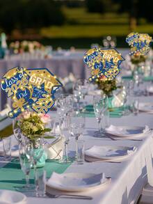 8pcs-Graduation Decorations Class Of 2026 - Blue And Gold Graduation Table Centerpiece Table Runner Graduation Ceremony College & High School Congratulations On Graduation Party Supplies - Graduation Vase, Blue and Gold - View 4