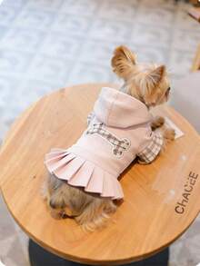 Breathable Hooded Sweatshirt Dress Pet Clothes, Cute Outfit For Small Dogs & Cats, Spring/Summer - Pink - View 3