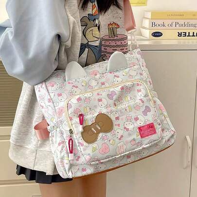 SANRIO 韩版女生手提/单肩托特包，大容量学习/辅导包，印花柔软女生学生实用多功能轻便辅导包