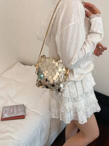 2026 New Arrival Sequin Mini Shoulder Bag, Unique Design Chic Crossbody Bag, Versatile - Gold - View 9