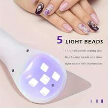 便携式可充电LED美甲灯 - 小巧手持式凝胶指甲油灯，带数字显示屏，符合人体工程学设计，快速简便的美甲，USB充电，白色，凝胶指甲油烘干机 | 现代美甲灯 | 亮泽效果，凝胶指甲油 - 彩色 - 查看 7