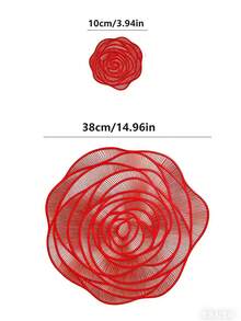 12 piezas Manteles individuales redondos de 15 pulgadas con flores doradas, Posavasos redondos de PVC de 3.94 pulgadas con rosas huecas, lavables, fáciles de limpiar, antideslizantes, resistentes al calor, adecuados para decoración de habitaciones, decoración de mesa de comedor, decoración del hogar, ideales para fiestas, cumpleaños, bodas y cenas - Multicolor - Ver 15