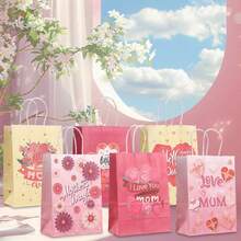 12/16 pièces Sacs-cadeaux thème Fête des Mères, motifs floraux variés, convient pour fêtes à thème, anniversaires, achats professionnels, emballages de faveurs de fête, applicable pour les vacances, événements, réunions et autres occasions - Multicolore - Voir 3