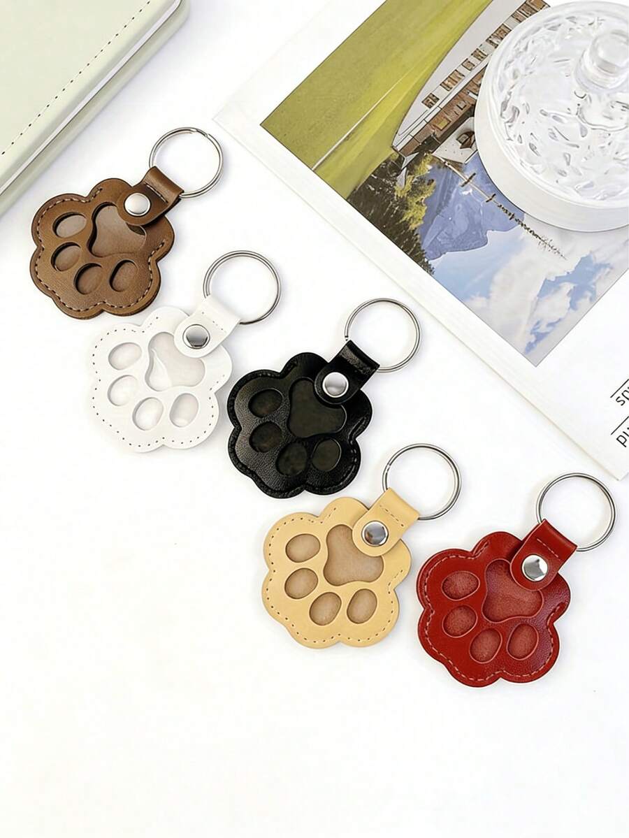 1 Móc khóa kỷ niệm hình dấu chân thú cưng, túi đựng lông PU, móc chìa khóa di động dành cho chủ nuôi thú cưng để lưu giữ kỷ niệm về lông mèo và chó.
