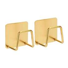 2 Packs Gold Adhesive Sponge Holder, Stainless Steel Dish Sponge Holder, Drain Rack, Kitchen Accessories - Gold - View 12