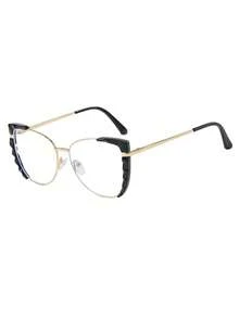 猫眼大框无度数眼镜 TR90 眼镜框，复古个性眼镜，适合大脸女性 - 彩色 - 查看 2