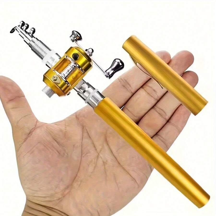 1支迷你折叠钓竿 - 笔形1米铝合金竿，带即时卷线器，多用途工具，适用于防洪、钓鱼、冰钓、溪钓、旅行、背包旅行和户外钓鱼，离网生存 - 房车必备，应急包，紧凑型生存装备，灾难准备必需品，小巧便携，可轻松放入口袋。