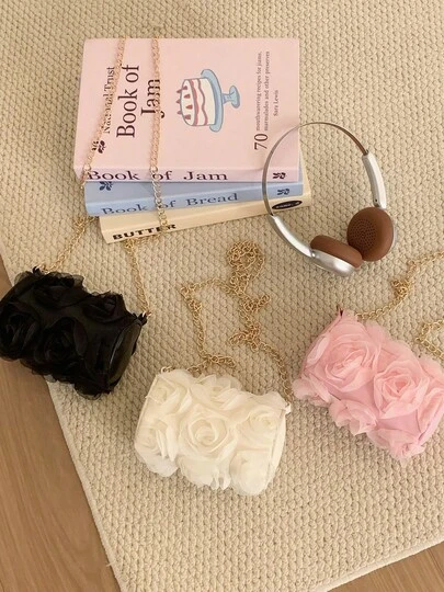 1个大童斜挎包，花朵图案，可作钱包或卡包，轻便易携，拉链封口，时尚涤纶材质，适合女孩、女儿、青少年、初中生、高中生等，是理想的礼物，也是日常出行的必备单品。