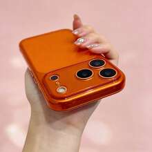 Compatible con iPhone 17/17 Pro/17 Pro Max/16/15/14/13/12/11 Series, 1 pieza Funda de teléfono con ventana grande instantánea, mate, a prueba de golpes y con protección completa de la cámara, funda de teléfono de moda para iPhone 17 Pro Max - Naranja - Ver 2