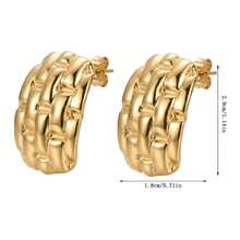 Fashionable Woven Earrings, Featuring Retro Geometric Stainless Steel Material With Thick Textured Circular Shape, Suitable For Women To Wear Daily - Gold - View 12