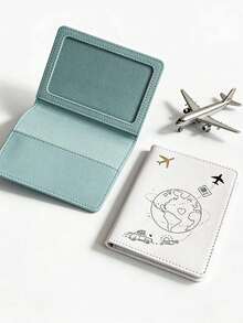 1个飞机标志护照夹，合成皮革旅行证件套，简约地球仪设计，优雅旅行配件，生日伴娘礼物，朋友专属护照套，黄色、蓝色、红色、黑色、白色、粉色、黑色，共6种颜色可选，旅行必备，送给朋友、家人、同事的完美礼物 - 彩色 - 查看 10